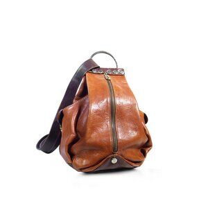 MARINO ORLANDI Leather Sling Backpack Bag Purse Britis Made in Italy